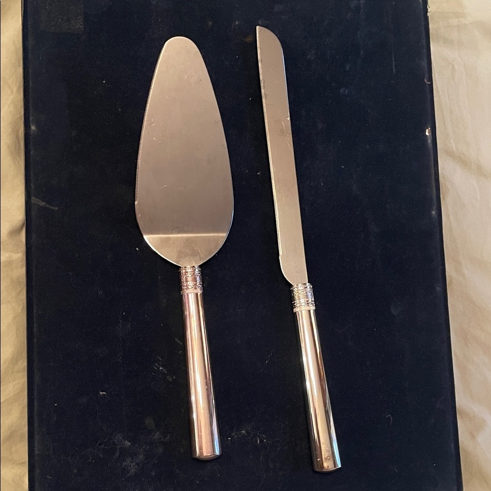 Vera Wang Silver Cake Server and Knife Set never used before